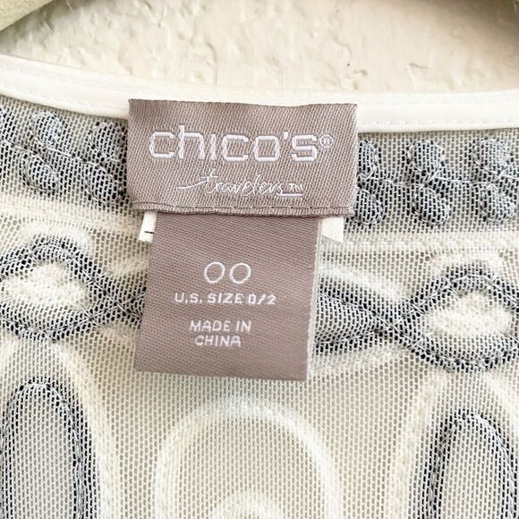 Chicos Travelers Women’s Black White  Jacket Chicos Size 00 US Size 2 Soutache - Picture 3 of 8